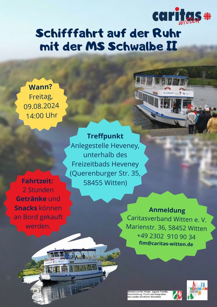 Ankündigung Schifffahrt MS Schwalbe am 09.08.2024 um 14 Uhr