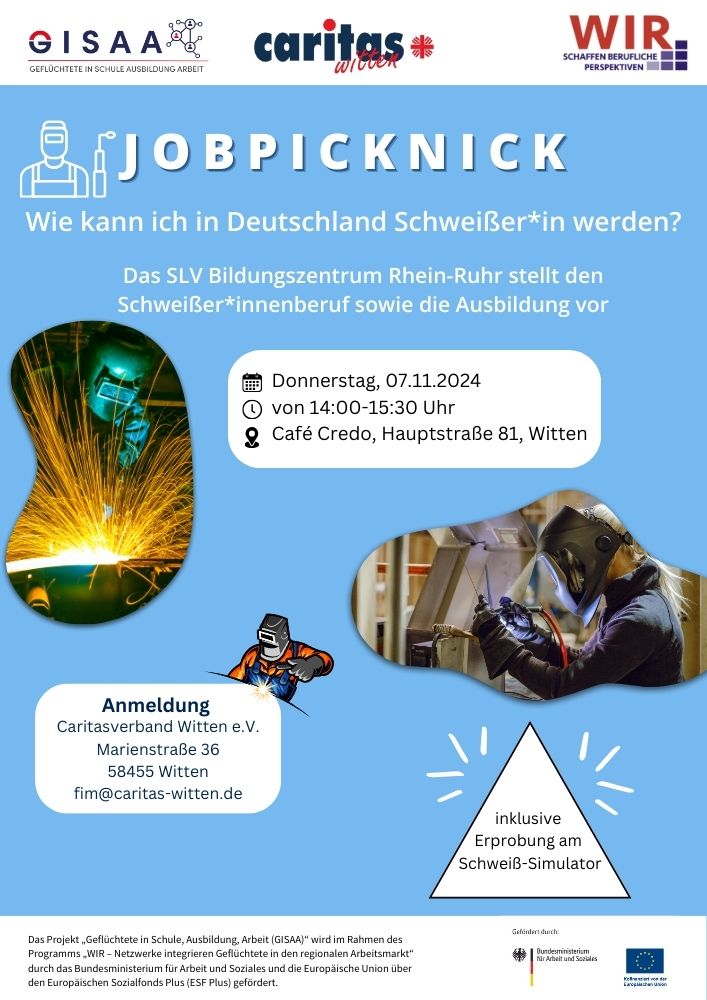 Ankündigung Jobpicknick Schweißen am 07.11.2024