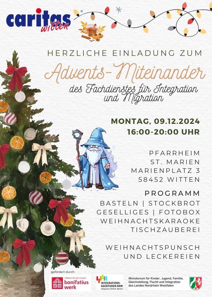 Einladung Weihnachtsfeier am 09.12.2024 von 16-20 Uhr im Pfarrheim St. Marien