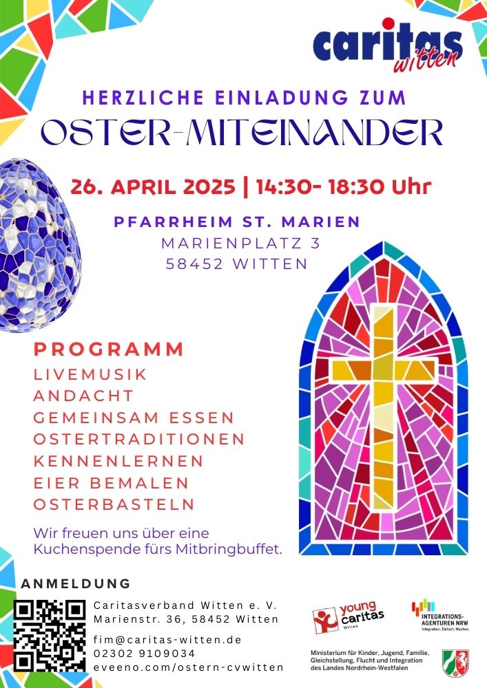 Einladung zum Oster-Miteinander am 26.04.205 von 14:30-18:30 Uhr im Pfarrheim St. Marien in Witten